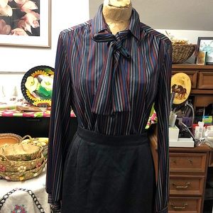 Vintage 70’s, striped button front blouse with sash - Carson Pirie Scott & Co.